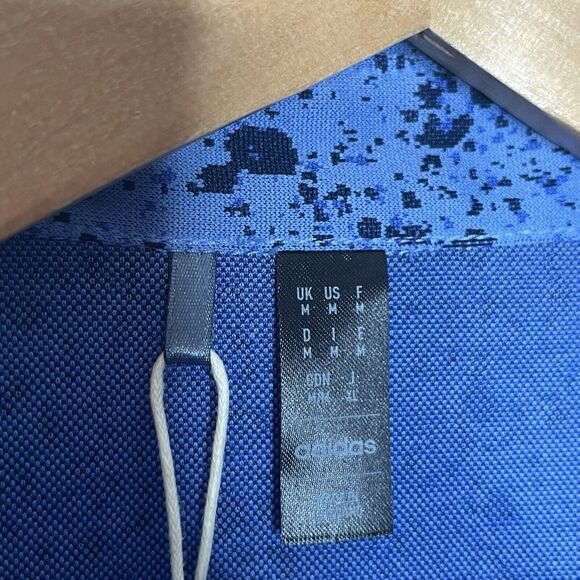 Adidas Jacquard Golf Polo Shirt Blue Mens M Splattered Performance Active - Picture 3 of 6